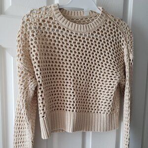 Cropped loose fit tan sweater